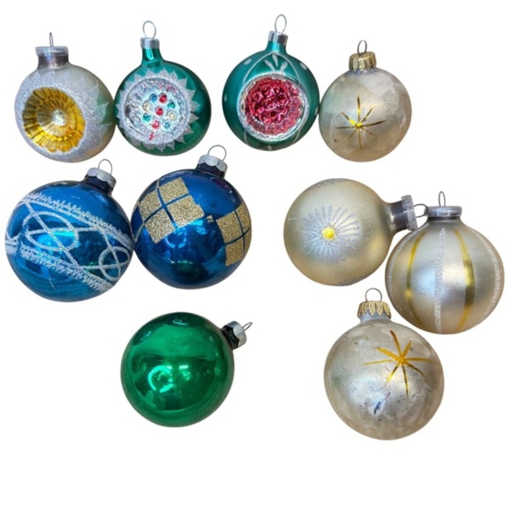 Vintage Ornament Lot of 10 West Germany Rauch MCM Mid-Century Starburst Indent